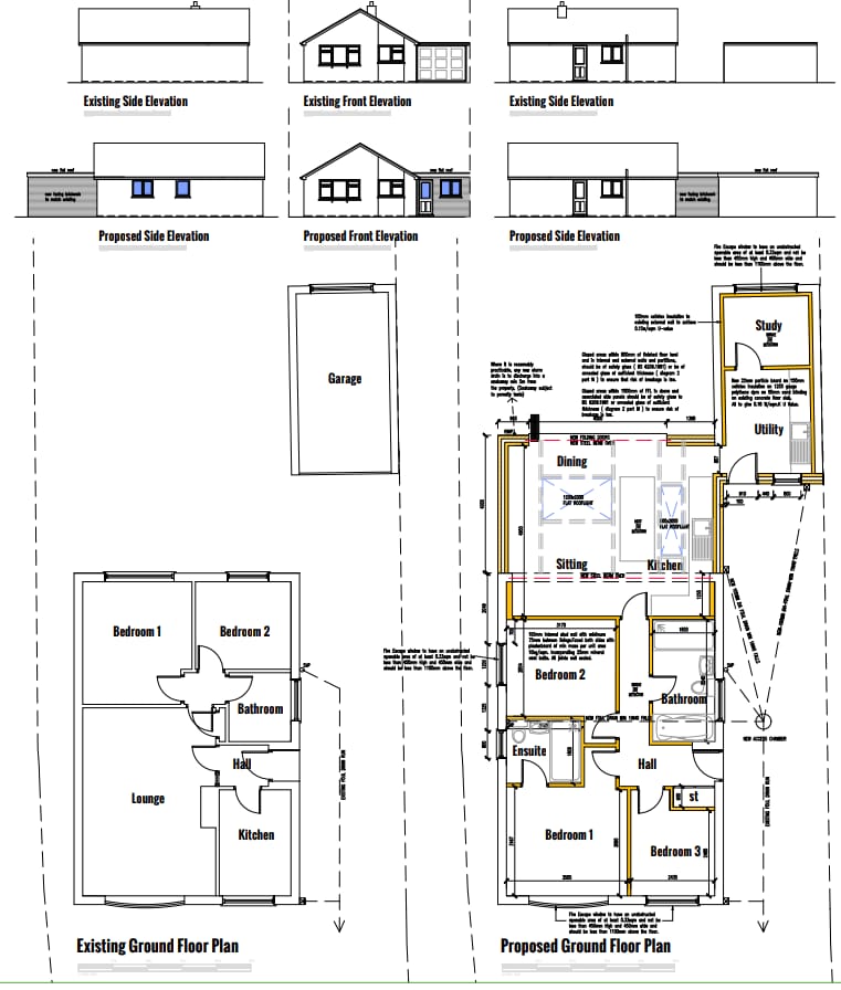 blueprints for house renovation and garage conversion